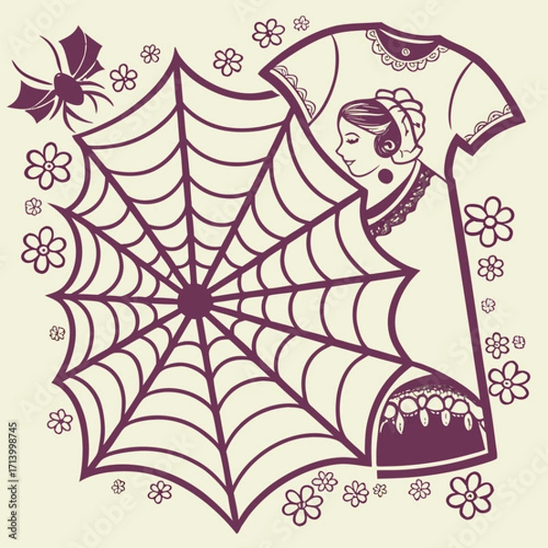 Obraz Victorian Halloween Lace Patterns Invitation