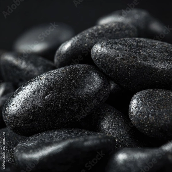 Fototapeta Close-up of dark, smooth stones
