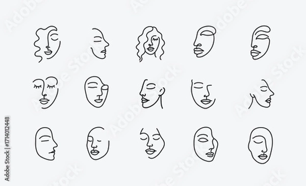 Obraz Abstract Continuous Face Line Art Graphic Pack