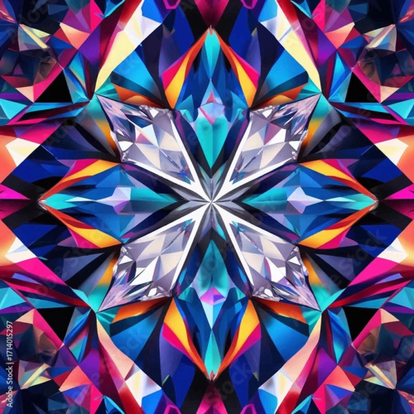 Fototapeta Abstract geometric star pattern perfect for textiles, stationery, packaging, and digital backgrounds. Modern design for versatile creative projects.