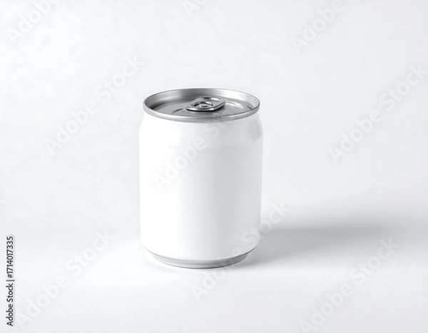 Fototapeta Blank white aluminum can on white background