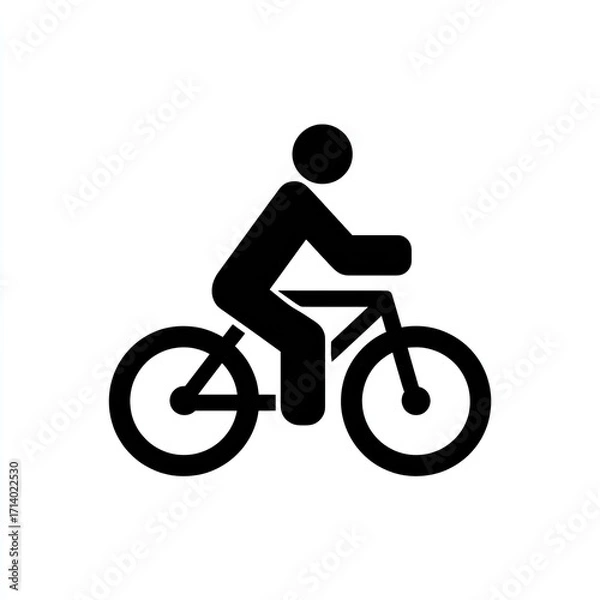 Fototapeta Simple black silhouette of a person riding a bicycle (1)