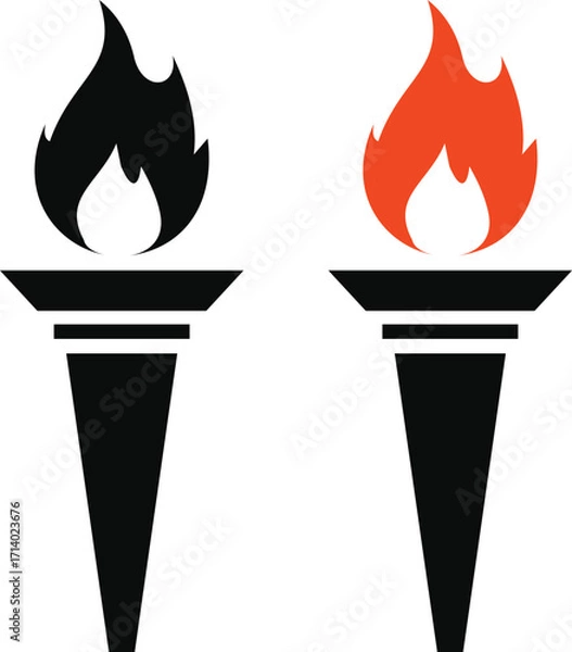 Fototapeta Torch flame icon set. style isolated on white background 
