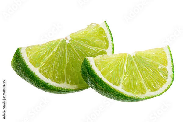 Obraz Two Lime Slices Isolated On Black Background