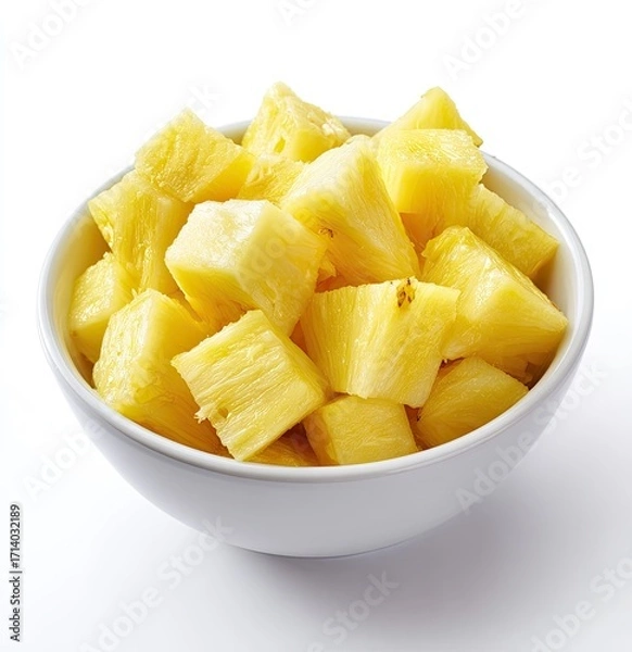 Fototapeta Cubed pineapple in a white bowl (6)