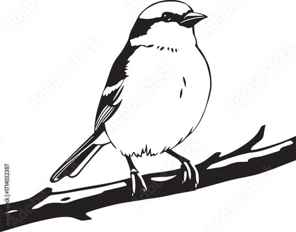 Fototapeta Bird Sparrow. Hand drawn vector illustration