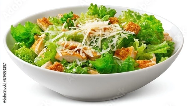 Fototapeta Fresh Caesar salad in a white bowl