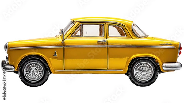 Obraz Yellow Classic Coupe Car Profile View on Transparent Background