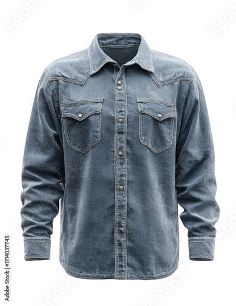 Obraz Light-blue denim western shirt, button-down style