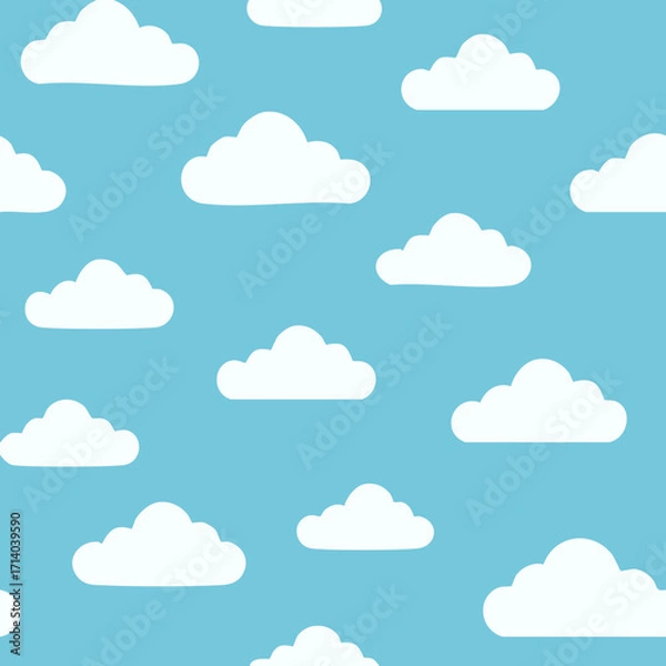 Fototapeta Hand Drawn Cloud Seamless Pattern Illustration Sky