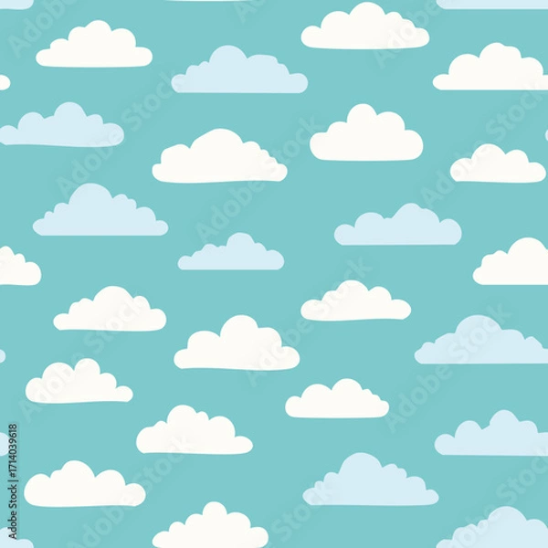 Fototapeta Hand Drawn Cloud Seamless Pattern Illustration Sky