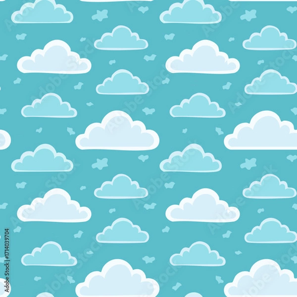 Fototapeta Hand Drawn Cloud Seamless Pattern Illustration Sky