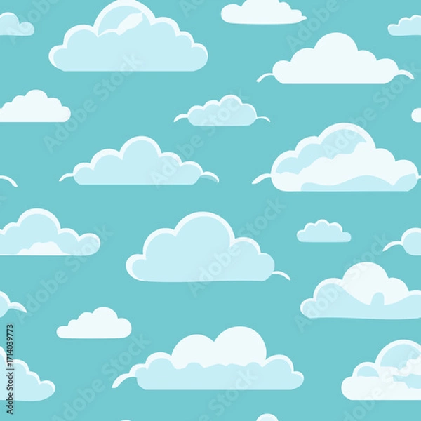 Fototapeta Hand Drawn Cloud Seamless Pattern Illustration Sky