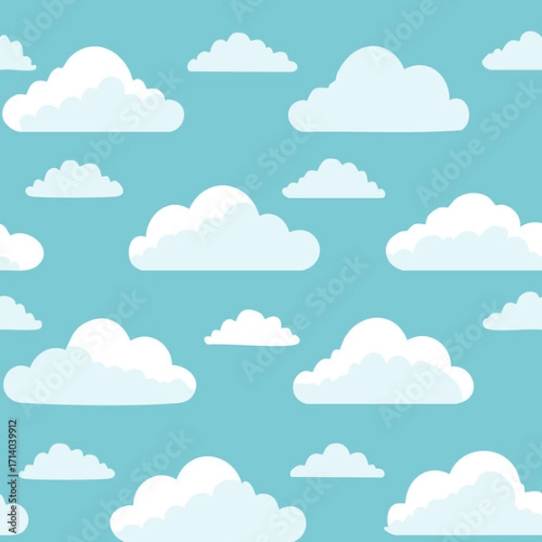 Fototapeta Hand Drawn Cloud Seamless Pattern Illustration Sky
