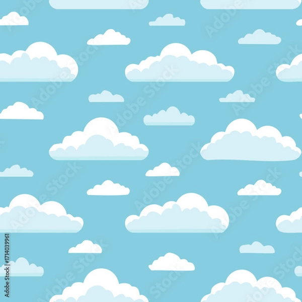 Fototapeta Hand Drawn Cloud Seamless Pattern Illustration Sky