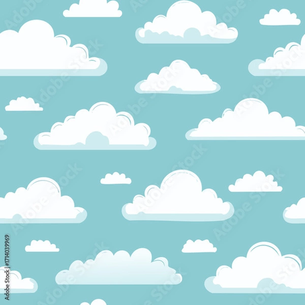 Fototapeta Hand Drawn Cloud Seamless Pattern Illustration Sky