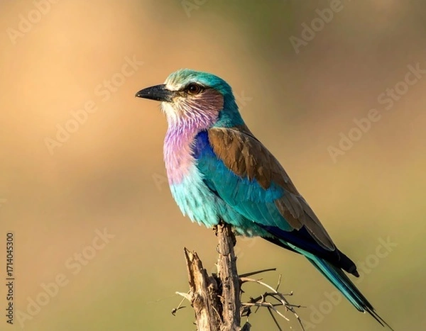 Obraz Lilac-breasted Roller perched on a branch