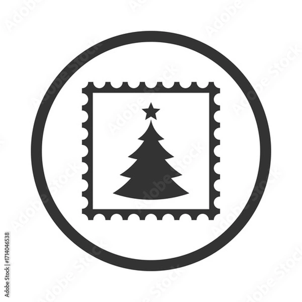 Fototapeta Post stamp Christmas tree icon isolated on transparent background