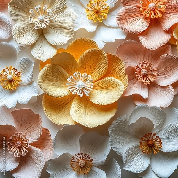 Fototapeta Decorative paper flowers for artistic home high resolution image