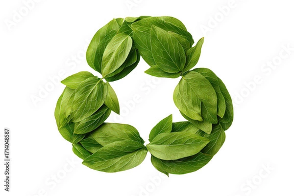 Fototapeta Green Leaf Recycle Symbol on Transparent Background