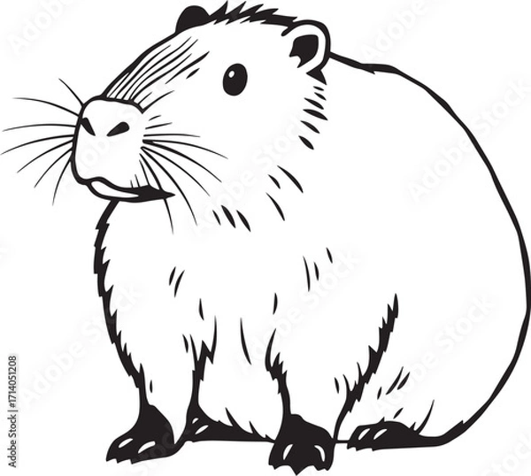 Fototapeta Capybara. Hand drawn vector illustration