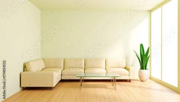 Obraz Modern living room with sectional sofa and large window