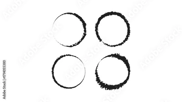 Fototapeta Grunge Ink Circle Outlines with Varying Paint Ink Pen Brush Stroke Line Textures - Isolated Vector EPS AI Editable Colors