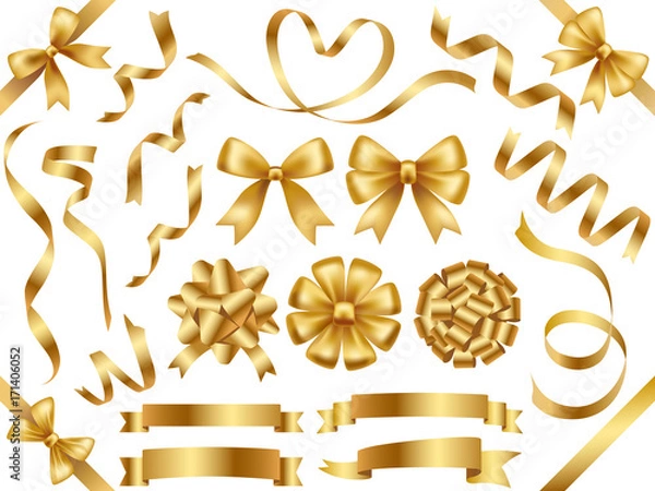 Fototapeta リボン素材セット　金色