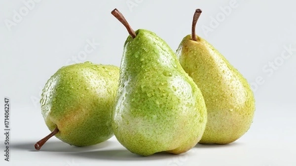 Obraz Three pears with water droplets