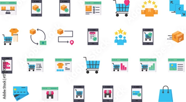 Fototapeta ecommerce icons set