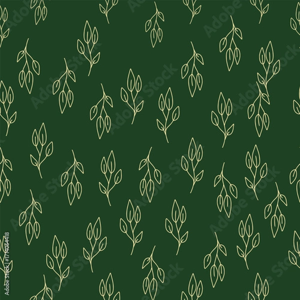 Fototapeta Seamless repeat pattern with green leaves