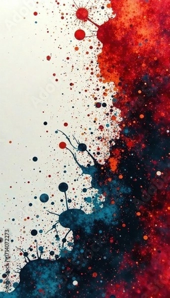 Fototapeta Abstract distressed monochrome background, chaotic ink splatters, messy, dirty