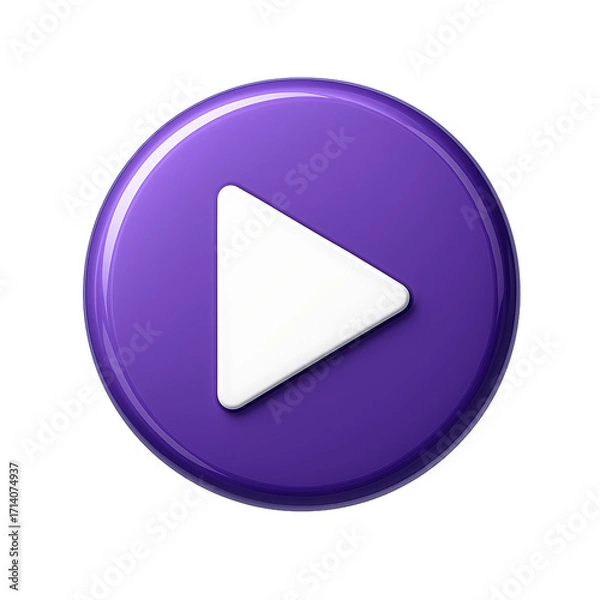 Obraz Purple Play Button Icon on Transparent Background