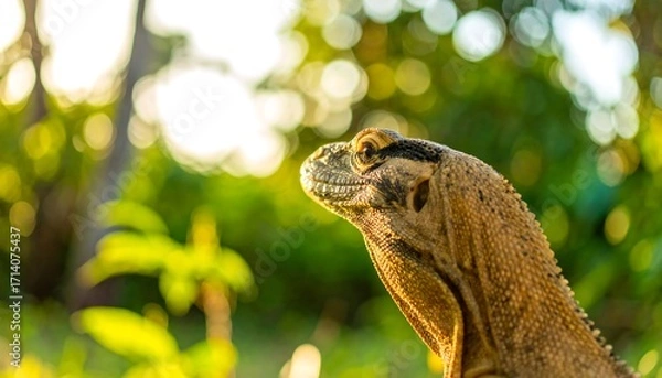 Obraz Lizard head in sunlight