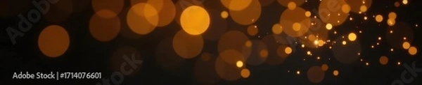 Fototapeta Abstract golden bokeh, soft focus, black backdrop, black, dark, shiny