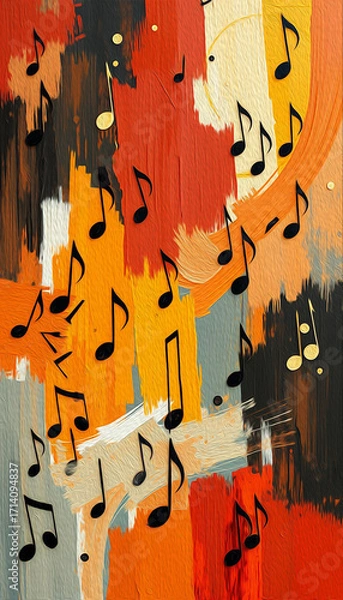 Obraz Musical theme. Oil painting. Pattern for printing on wall decorations.