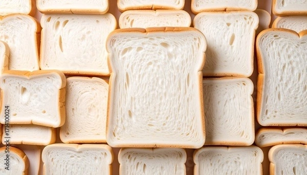 Fototapeta White Bread Slices Background Texture