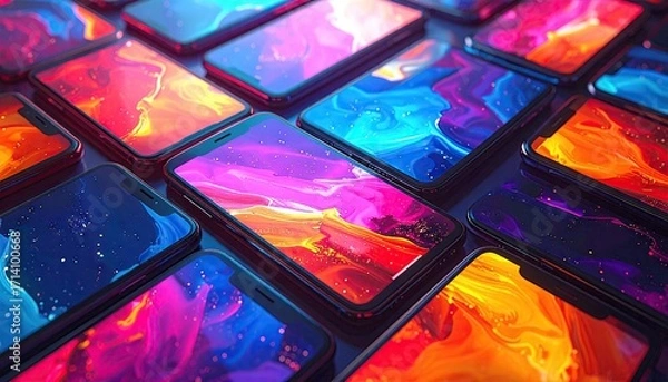 Fototapeta Vibrant Abstract Designs on Modern Smartphones