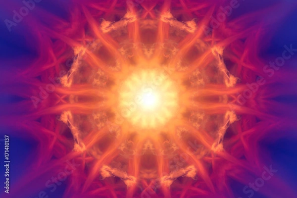 Fototapeta Abstract Red cirrus cloud with sun.
