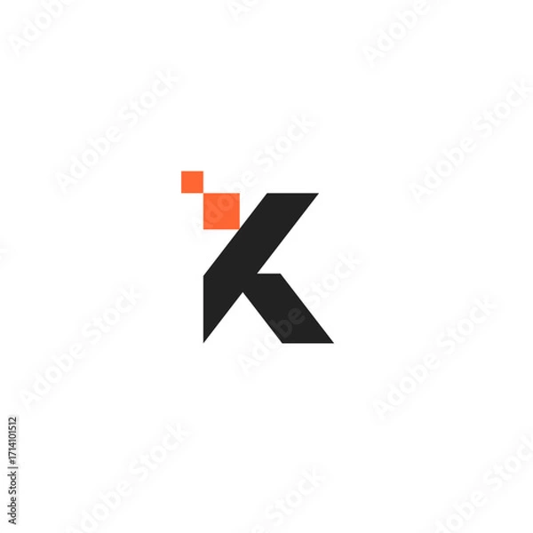 Obraz Abstract monogram logo K tech letter design