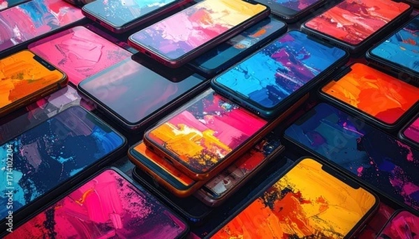 Fototapeta Vibrant Colorful Abstract Smartphone Tiles