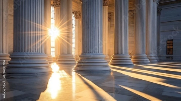 Fototapeta Majestic Marble Columns in Classic Architecture A Timeless Display of Strength and Elegance
