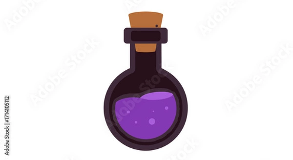 Fototapeta A potion bottle filled with purple liquid and a cork stopper