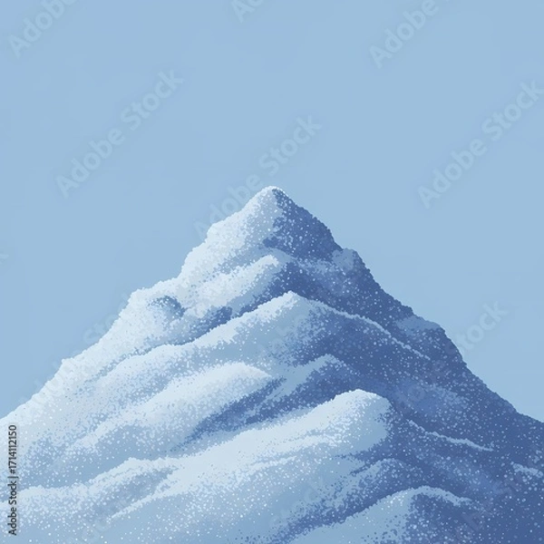 Fototapeta Snow-covered mountain peak with blue sky background, concept of creatine supplement  