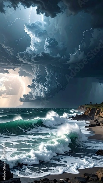 Obraz Dramatic stormy seascape