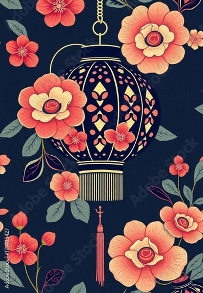 Obraz Oriental pattern. Oil painting. Pattern for printing on wall decorations, covers, leaflets, business cards