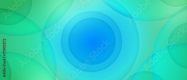 Fototapeta Abstract circle papercut layer gradient blue and green background