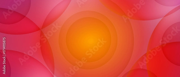 Fototapeta Abstract circle papercut layer gradient pink and orange background
