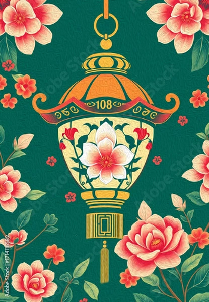 Obraz Oriental pattern. Oil painting. Pattern for printing on wall decorations, covers, leaflets, business cards