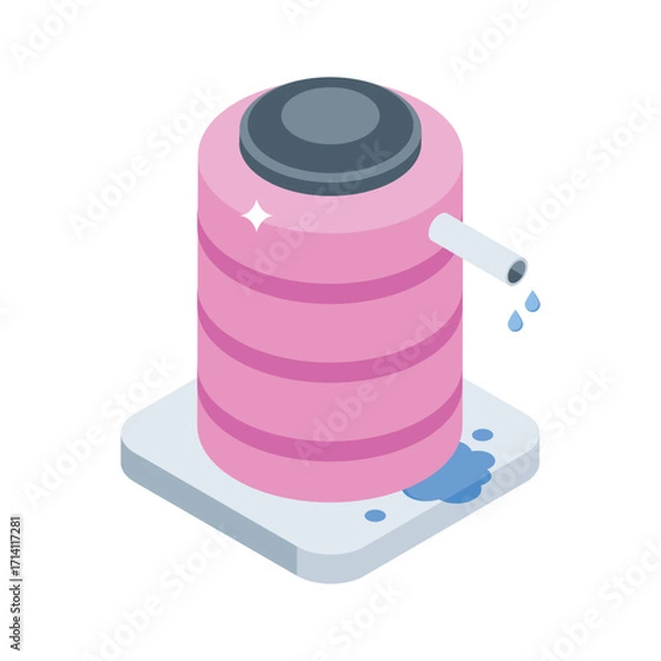 Obraz Trendy 3d style icon of tank leak illustration